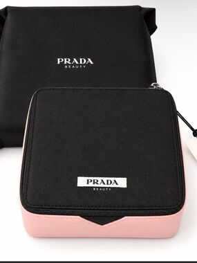 Prada Black and Pink Cosmetic Case with Branded Patch
